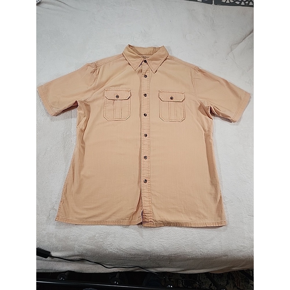 Croft&Barrow Button Up Shirt Men's Large Orange Short Sleeve Casual